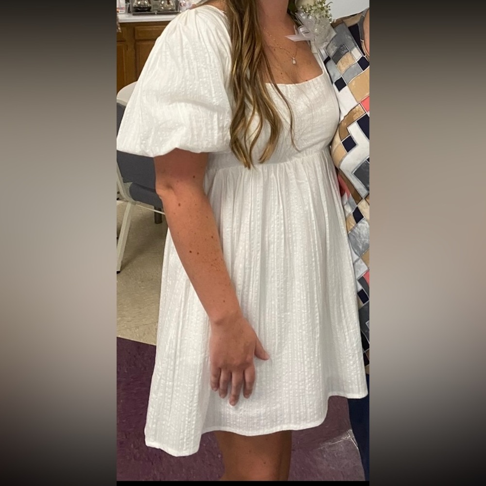 White Puff Sleeve Dress